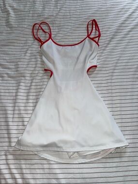 FP Movement by Free People White Mini Dress with Red Trim